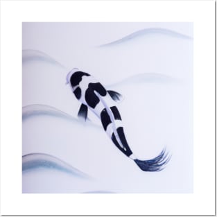 Black and white koi fish Posters and Art